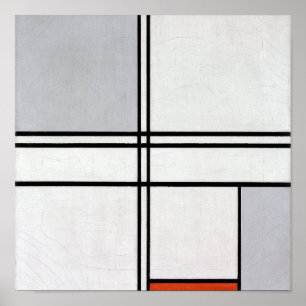 Komposition (Nr. 1) Grau-Rot Piet Mondrian Poster