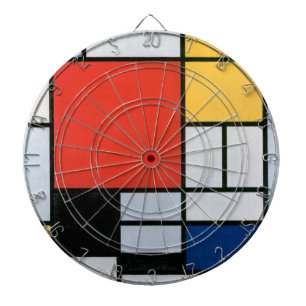 Komposition Rot, Gelb, Blau, Schwarz Mondriaan Dartscheibe
