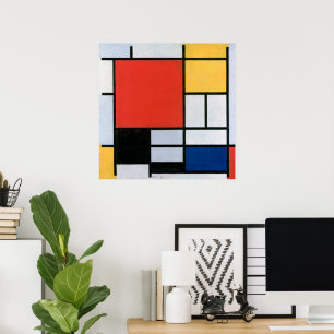 Komposition Rot, Gelb, Blau, Schwarz Mondriaan Poster