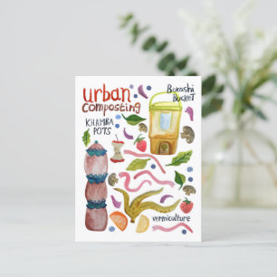 Kompostierung von Aquarellkunst Handschrift Öko Ge Postkarte