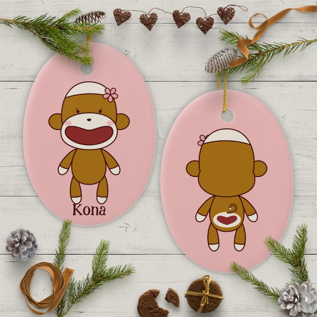 Kona, der Sockaffe, Weihnachtsbaum Keramik Ornament (Von Creator hochgeladen)