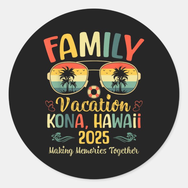 Kona Hawaii Beach Family Summer Vacation 2025  Runder Aufkleber (Vorderseite)
