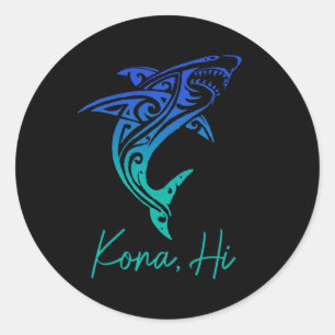 Kona Hawaii Haien Tauchen Angeln Surfen Surfer Ha Runder Aufkleber