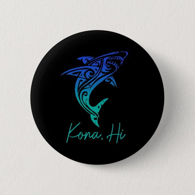 Kona Hawaii Haifisch-Tauchen Angeln Surfen Surfer  Button (Vorderseite)