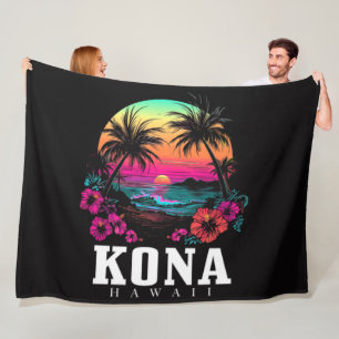 Kona Hawaii hawaiianische Hibiskusblumen Surfer Fleecedecke