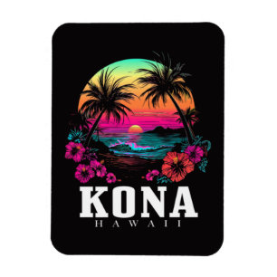 Kona Hawaii hawaiianische Hibiskusblumen Surfer Magnet
