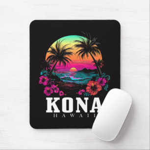 Kona Hawaii hawaiianische Hibiskusblumen Surfer Mousepad