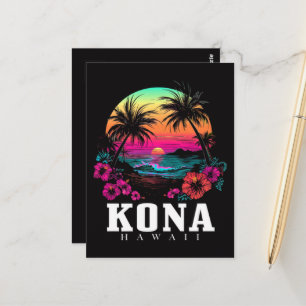 Kona Hawaii Hawaiianische Hibiskusblumen Surfer Postkarte