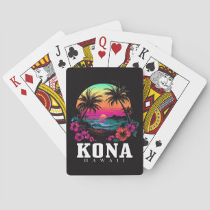 Kona Hawaii hawaiianische Hibiskusblumen Surfer Spielkarten