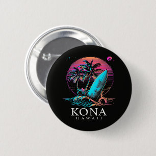 Kona Hawaii Hawaiianisches Surfbrett Vintage Button
