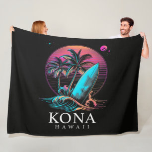 Kona Hawaii Hawaiianisches Surfbrett Vintage Fleecedecke