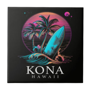 Kona Hawaii Hawaiianisches Surfbrett Vintage Fliese