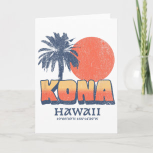Kona Hawaii Retro-Sonnenuntergang-Palmenbaum Süß H Karte