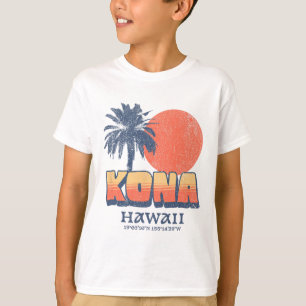 Kona Hawaii Retro-Sonnenuntergang-Palmenbaum Süß H T-Shirt