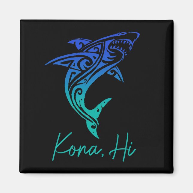 Kona Hawaii Shark Diving Fishing Surfing Surfer Ha Magnet (Vorne)