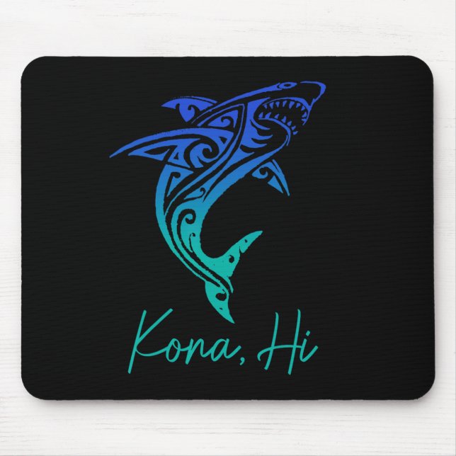 Kona Hawaii Shark Diving Fishing Surfing Surfer Ha Mousepad (Vorne)