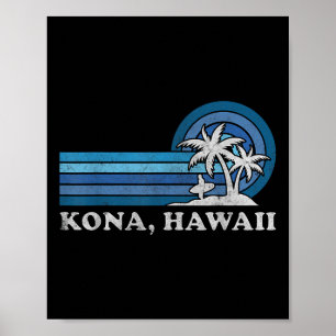Kona Hawaii Strand Vintage Familien Sommerurlaub Poster