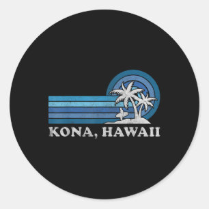 Kona Hawaii Strand Vintage Familien Sommerurlaub Runder Aufkleber