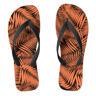 Kona Palms Hawaiian Leaf Tropical - Mandarine Flip Flops
