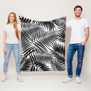 Kona Palms Hawaiian Leaf Tropical - Schwarz Fleecedecke