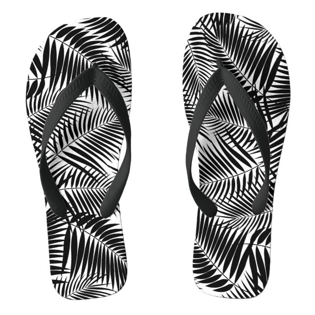 Kona Palms Hawaiian Leaf Tropical - Schwarz Flip Flops (Fußbett)