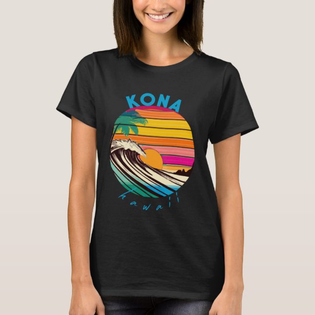Kona Retro 1980er Stil Hawaii Beach T-Shirt (Vorderseite)