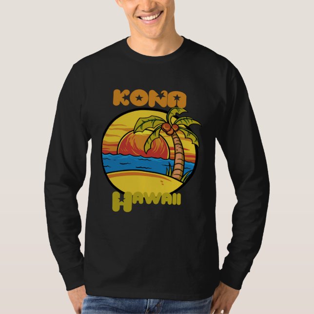 Kona Sunset Vacation Hawaii Palm trees Ocean T-Shirt (Vorderseite)