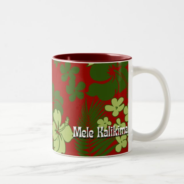 Kona Times Hawaiian Christmas Red Zweifarbige Tasse (Rechts)