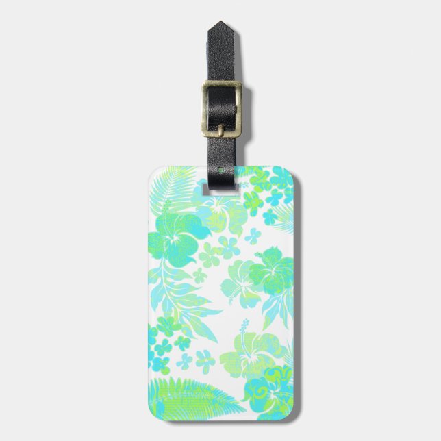 Kona Times Hibiskus Hawaiianische Gepäckmarken Gepäckanhänger (Vorderseite vertikal)