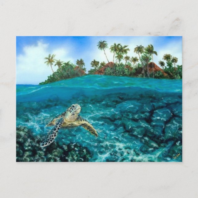Kona Village Turtle Postkarte (Vorderseite)