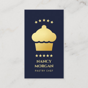Konditor Bäckerei Cupcake Navy und Gold Visitenkarte
