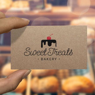 Konditor Süßkuchen-Logo Bäckerei Rustikaler Kraft Visitenkarte