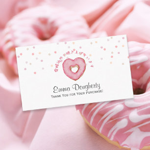 Konditorbäckerei Rosa Herz Donut Wasserfarbe Visitenkarte
