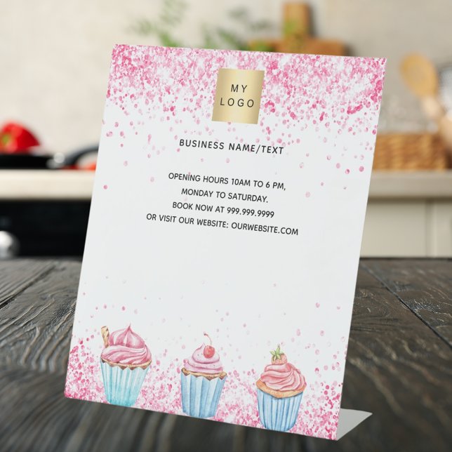 Konditorei Bäckerei rosa Logo Menü Preis Sockelschild (Von Creator hochgeladen)