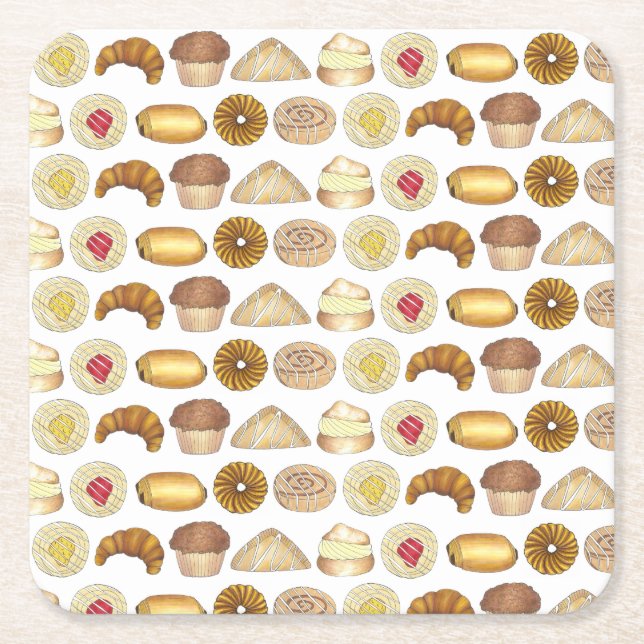 Konditorei Croissant Danish Muffin Backwaren Rechteckiger Pappuntersetzer (Vorderseite)