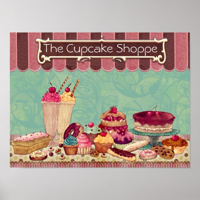 Konditorei Cupcake Patisserie Bäckerei Sign Poster (Vorne)