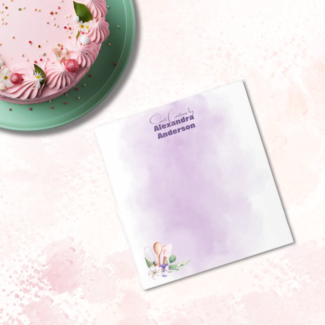 Konditorei Koch Backtriebmittel Lila Wasserfarbe Notizblock (Pastry Chef Baking Utensils Purple Watercolor Notepad)