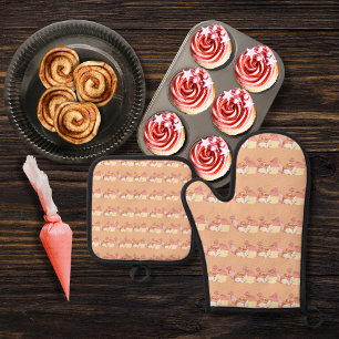 Konditorei, Zimtgebüsen und Kuchen Ofenhandschuh & Topflappen-Set