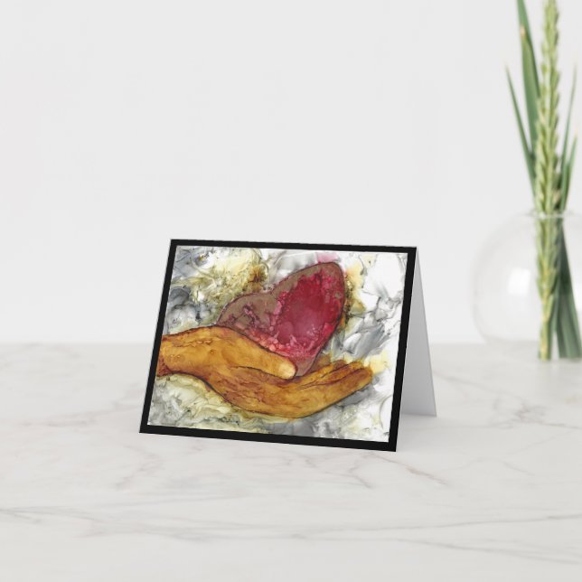 Kondolenz von Hand und Herzkarte Karte (Vorderseite)