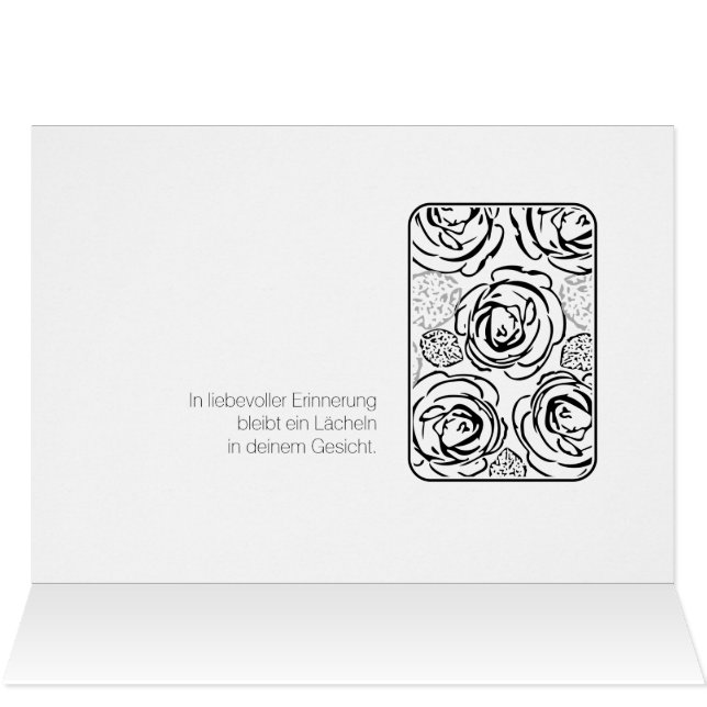 Kondolenzenkarte schwarze Rose (Innenansicht Horizontal (Oben))