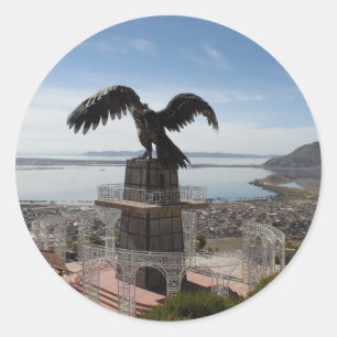 Kondor-Statue Titicacasee Puno Peru Runder Aufkleber