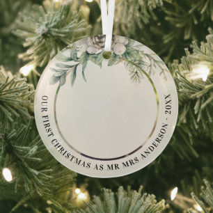 Kone Grün frisch geerntet 1. Weihnachtsfeier Foto Ornament Aus Glas