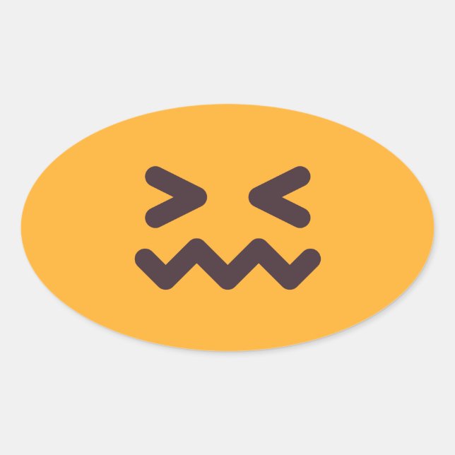 Konfektionierte Gesicht Niedlich Adorable Emoji Cu Ovaler Aufkleber (Vorderseite)