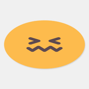 Konfektionierte Gesicht Niedlich Adorable Emoji Cu Ovaler Aufkleber