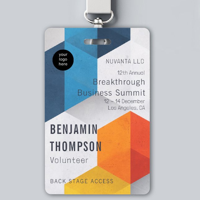 Konferenz Business Corporate Event Bold Hexagons Ausweis (event badge template business corporate conference design modern professional colorful hexagons )