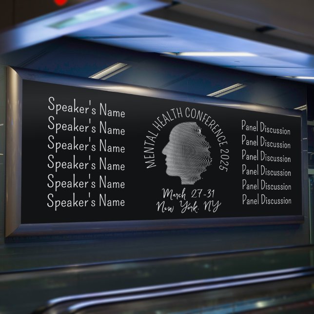 Konferenz über psychische Gesundheit im Retrostil Banner (Von Creator hochgeladen)