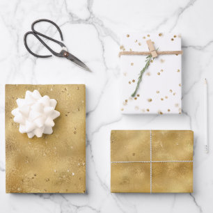 Konfetti aus Gold Glitzer Geschenkpapier Set