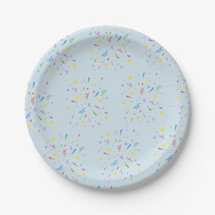 Konfetti Blau 1. Geburtstag Pappteller