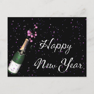 Konfetti, Champagnerflasche Frohes Neujahr Postkar Feiertagspostkarte