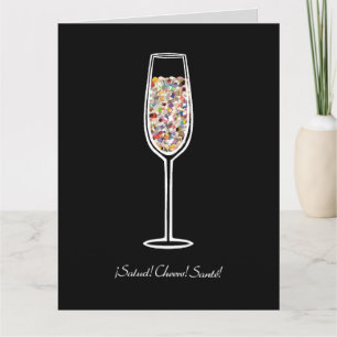 Konfetti Champagnerglas Feierkarte Karte